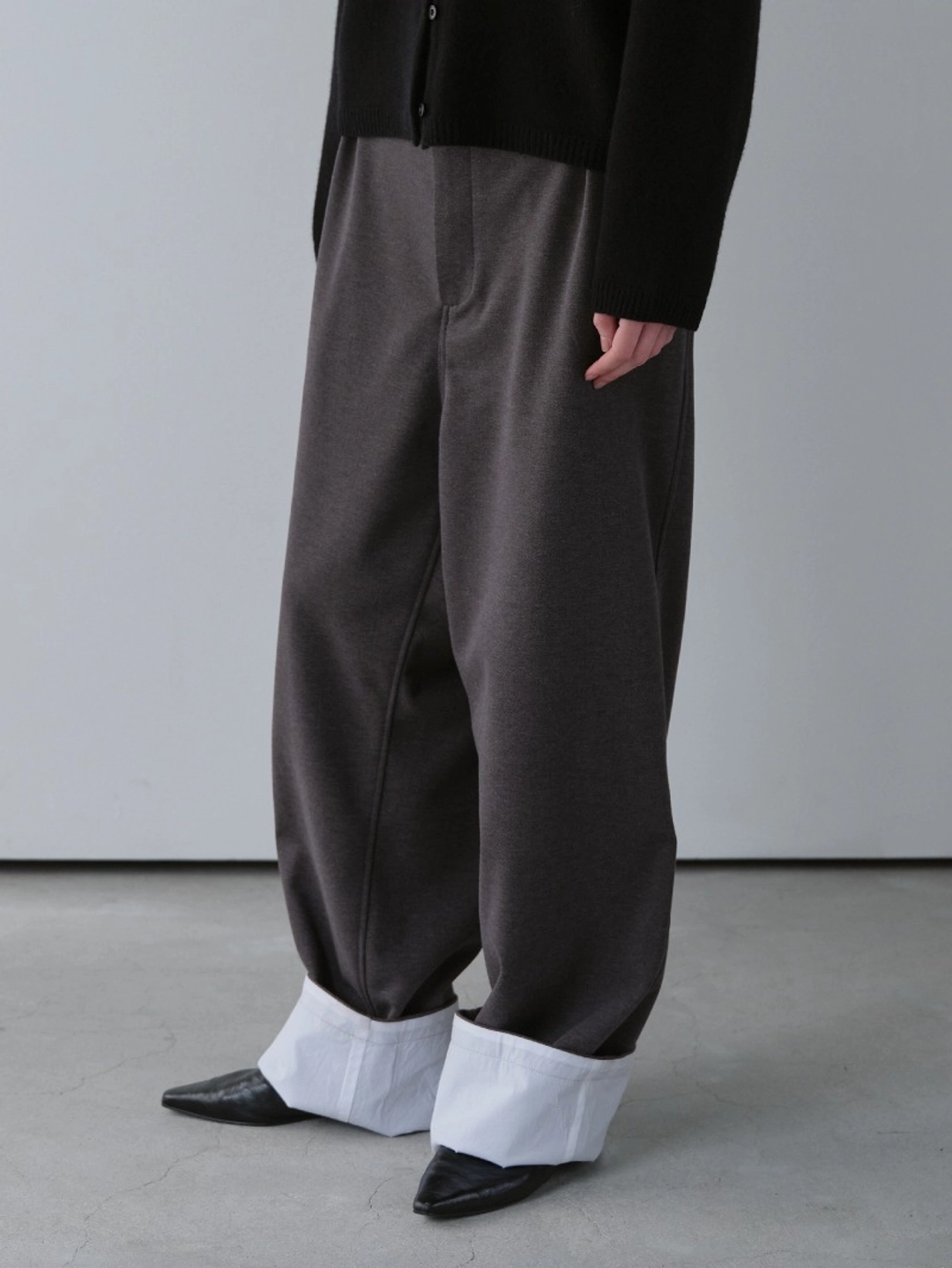 오브헤덴 Two-Tier Belted Wide Pants (deep grey) 상품 이미지 1