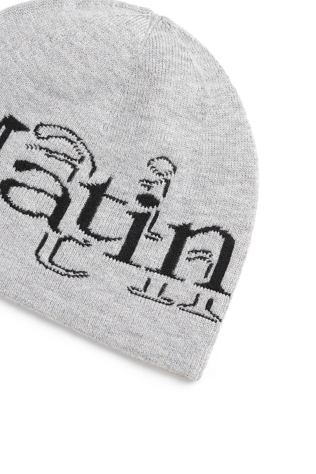 마뗑킴 STROKE LOGO JACQUARD BEANIE IN GREY 상품 이미지 3