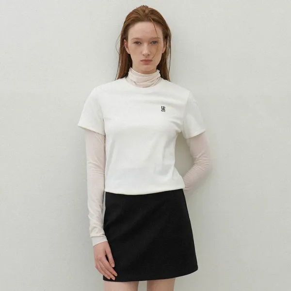 (Z-T-6933)ESSENTIAL WARM HARF SLEEVE SLIM TEE