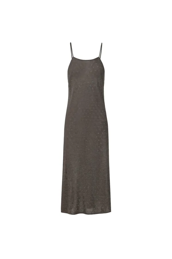 BACK-TIE HALTER NECK SKASHI KNIT DRESS [GREY]
