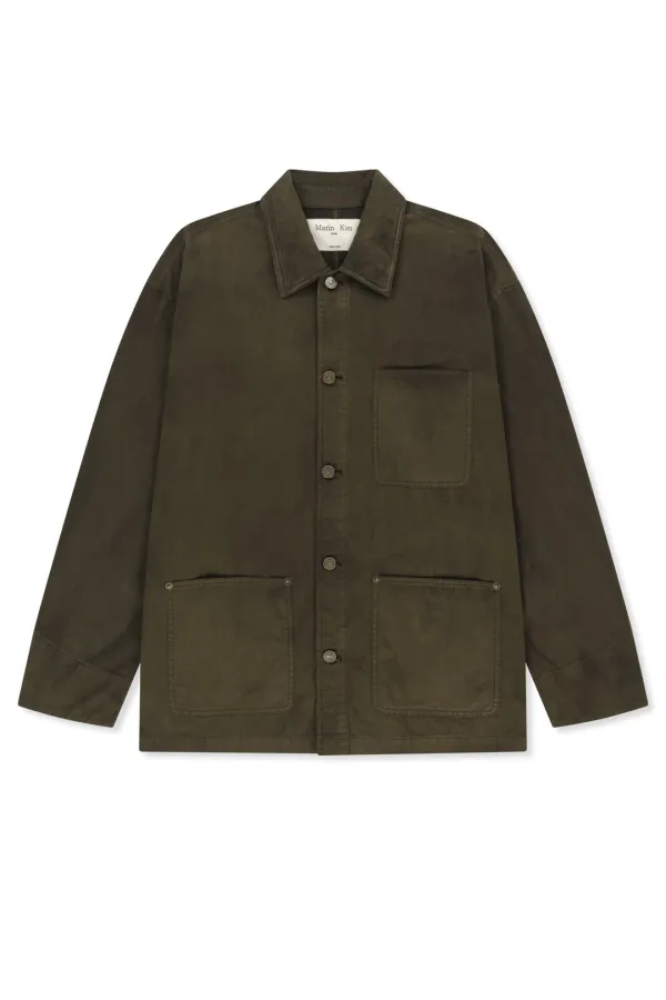 VINTAGE WAXED WORK JACKET IN KHAKI