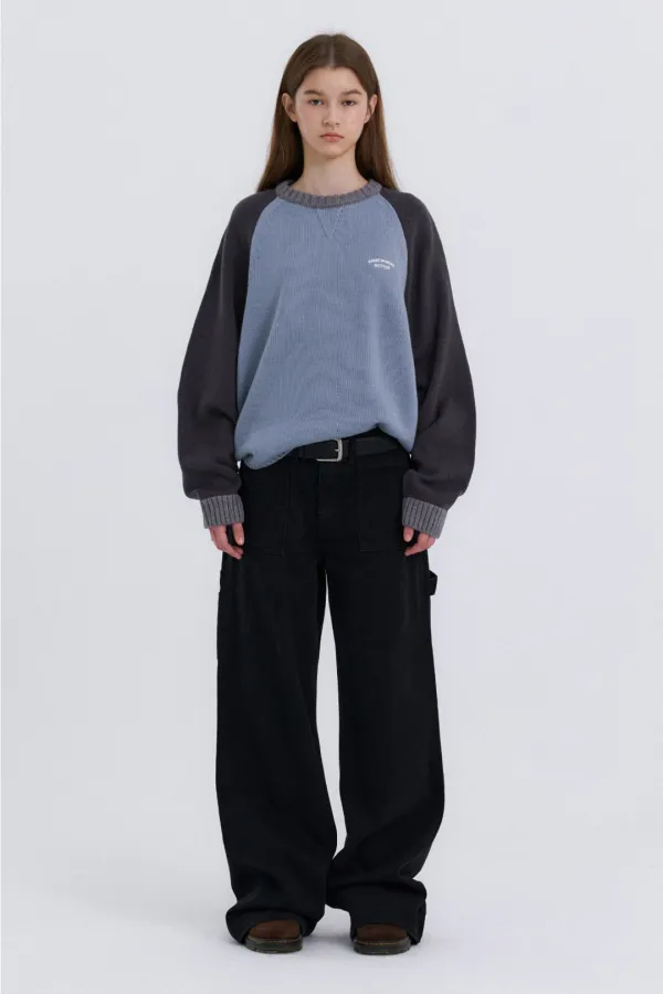 [Preview] Alden Wool Raglan Knit - Light Blue(Charcoal)
