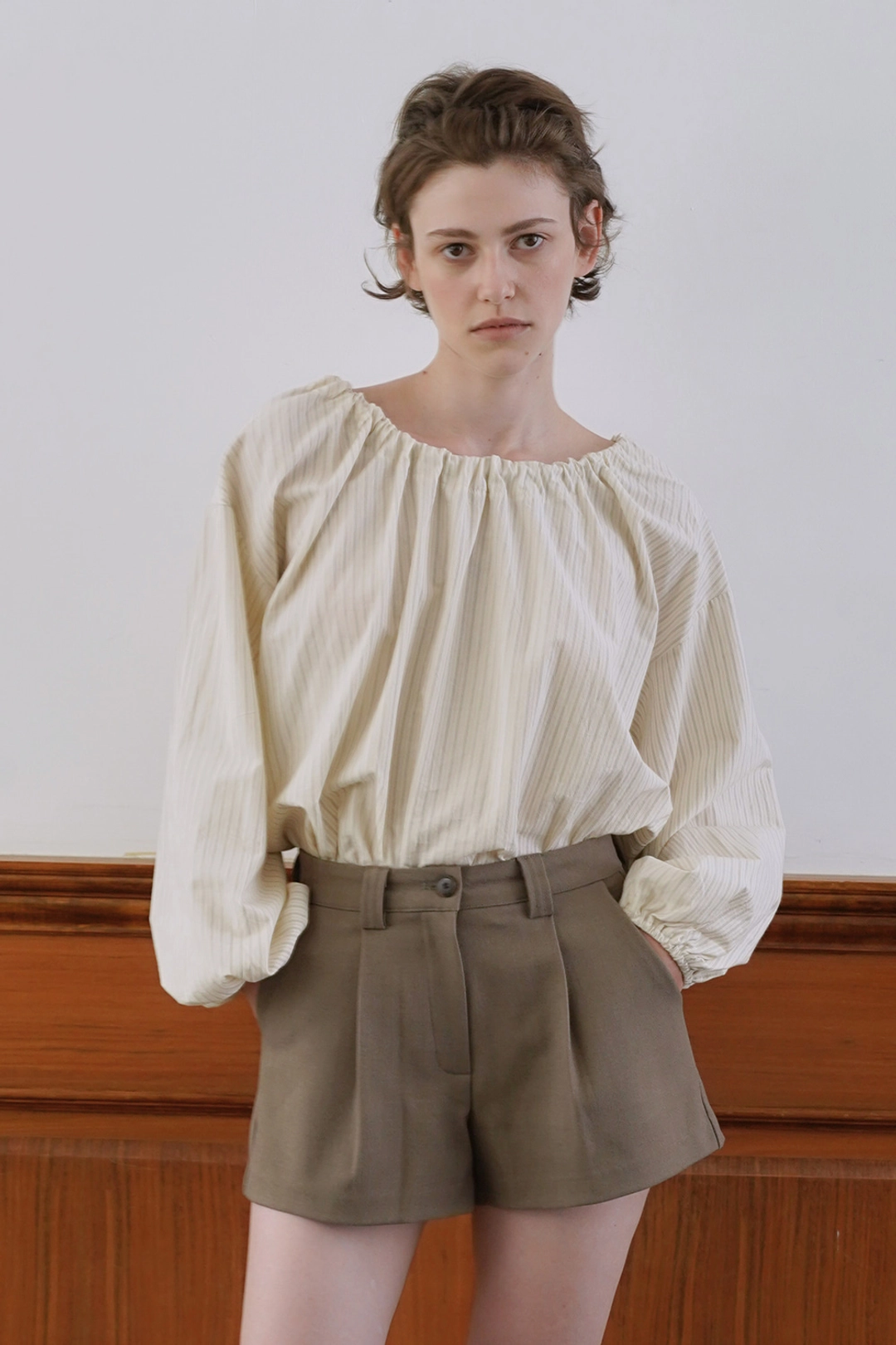 위드아웃썸머 Herringbone shorts_beige 상품 이미지 1