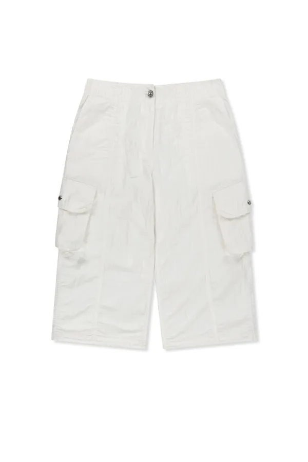 CRINKLE CAPRI PANTS IN WHITE