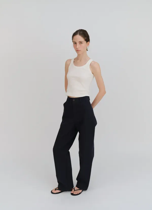 Oxford cotton pants_navy