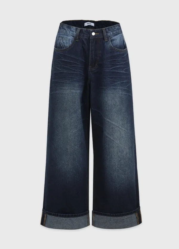  [25-36]  Avenn Vintage Roll-Up Denim Pants  아벤 빈티지 롤-업 데님 팬츠 (봄-여름-가을-겨울-롤업-빈티지-워싱-캐주얼룩-주름워싱-빅사이즈-자체제작) 