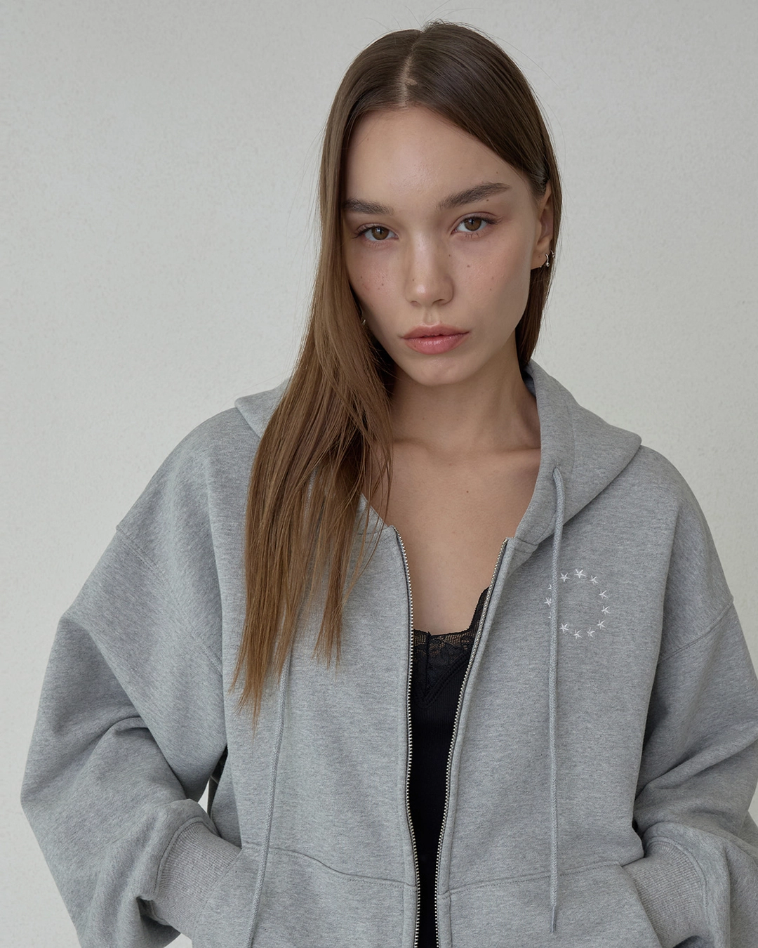 오데스 SYMBOL HOODIE ZIP UP - GREY 상품 이미지 1