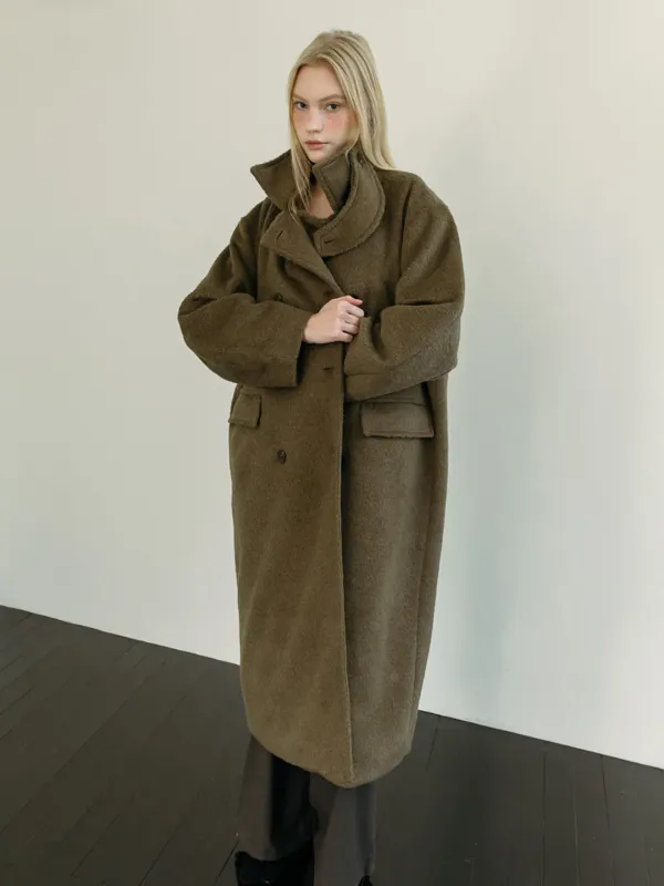 BALMACAAN WOOL DOUBLE COAT / KHAKI