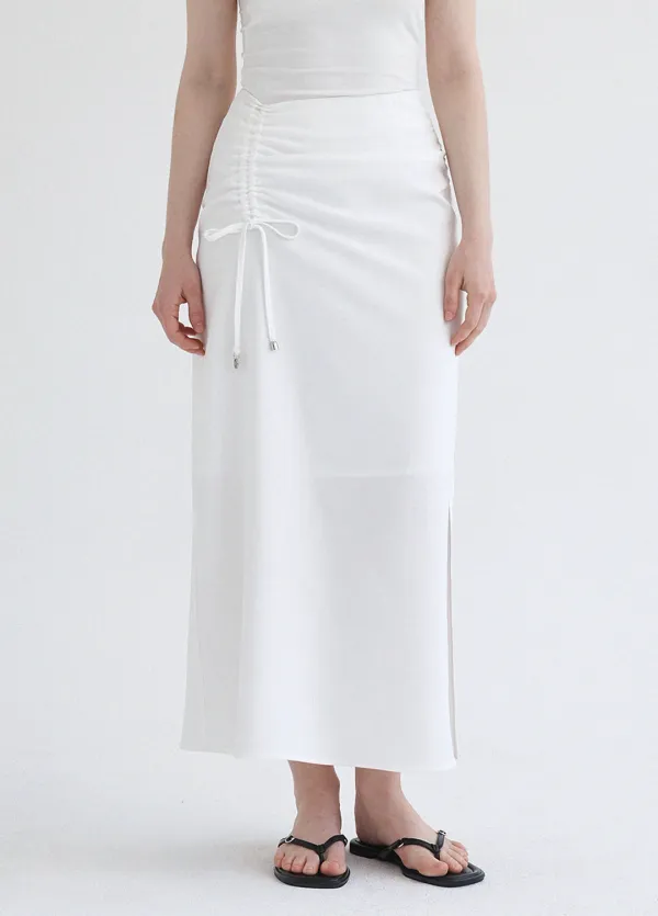  [25-36]  Giselle Shirring String Long Skirt  지젤 셔링 스트링 롱 스커트 (여름-데일리룩-데이트룩-하객룩-격식룩-오피스룩-출근룩-미팅룩-유니크-클래식-페미닌-슬림핏-롱스커트-자체제작-빅사이즈) 