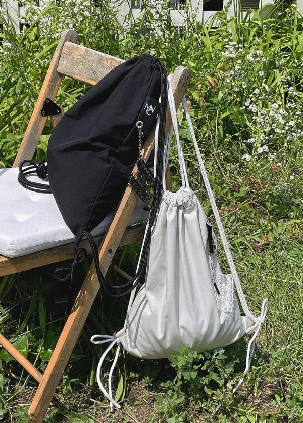 [ONE SIZE]  Vesper String Back Pack  베스퍼 스트링 백팩 (사계절-데일리템-기본템-캐주얼-베이직-스트링백-백팩-스트링백팩-데일리코디-자체제작)