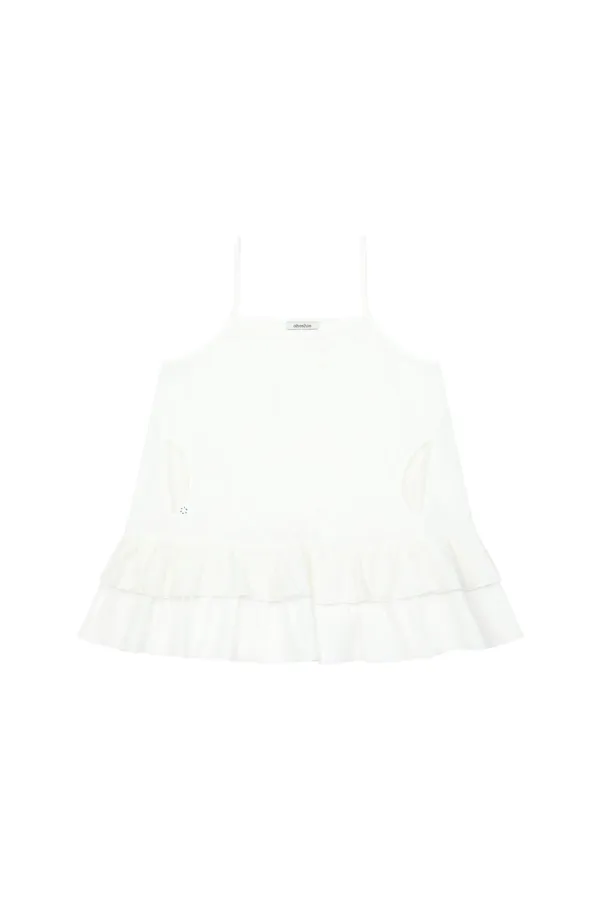 POCKET FRILL SLEEVELESS, WHITE