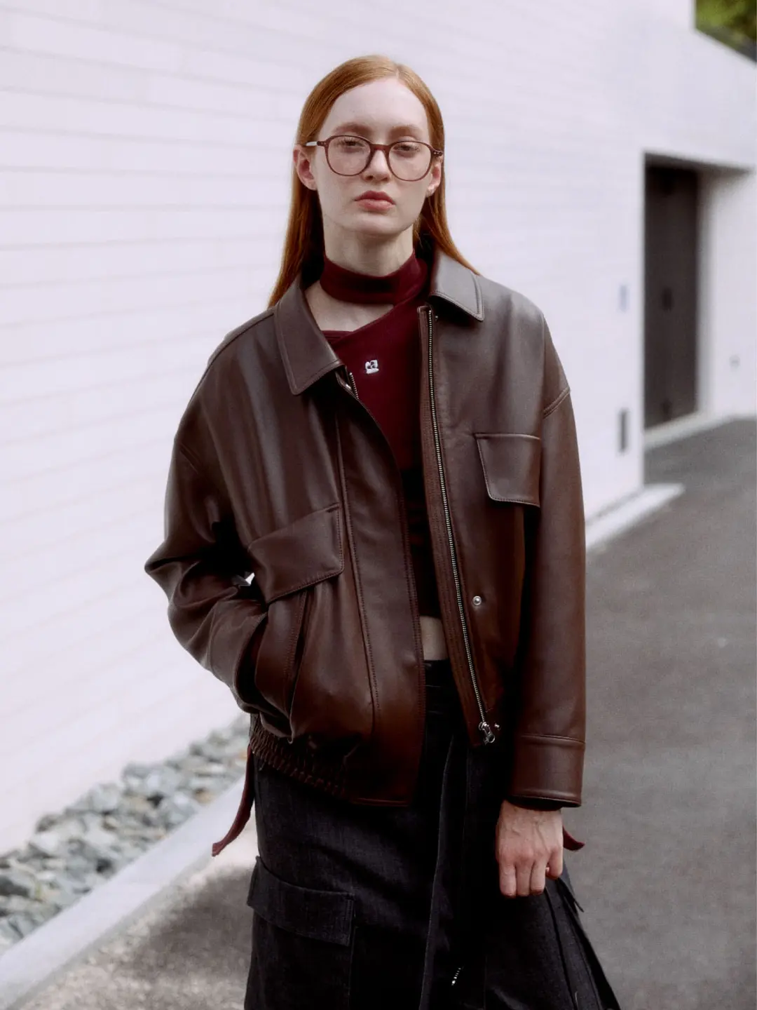 뮤제 DEFILE Italian Lambskin Leather Bomber Jacket_Brown 상품 이미지 2