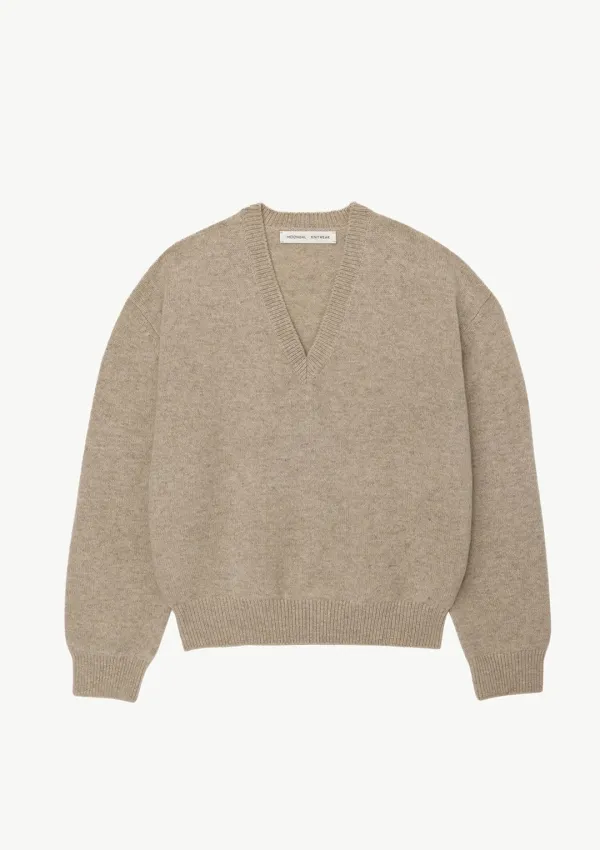 15 Deep V-Neck Knit in Oatmeal