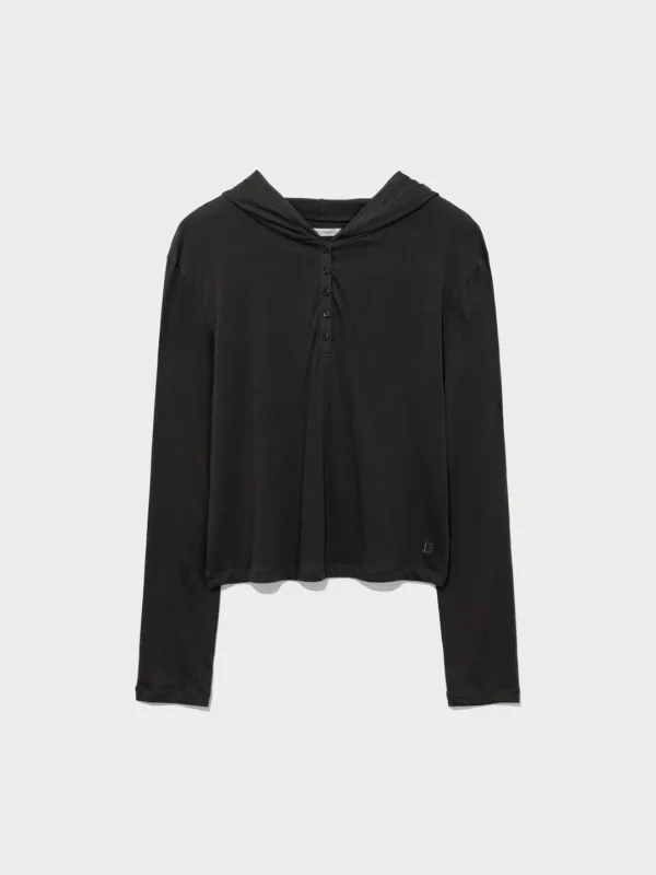 Sheer Hooded Tee_Charcoal