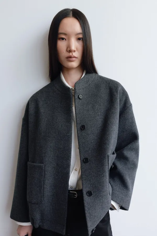 Drawstring wool blouson Coat_charcoal (10/22 순차출고)