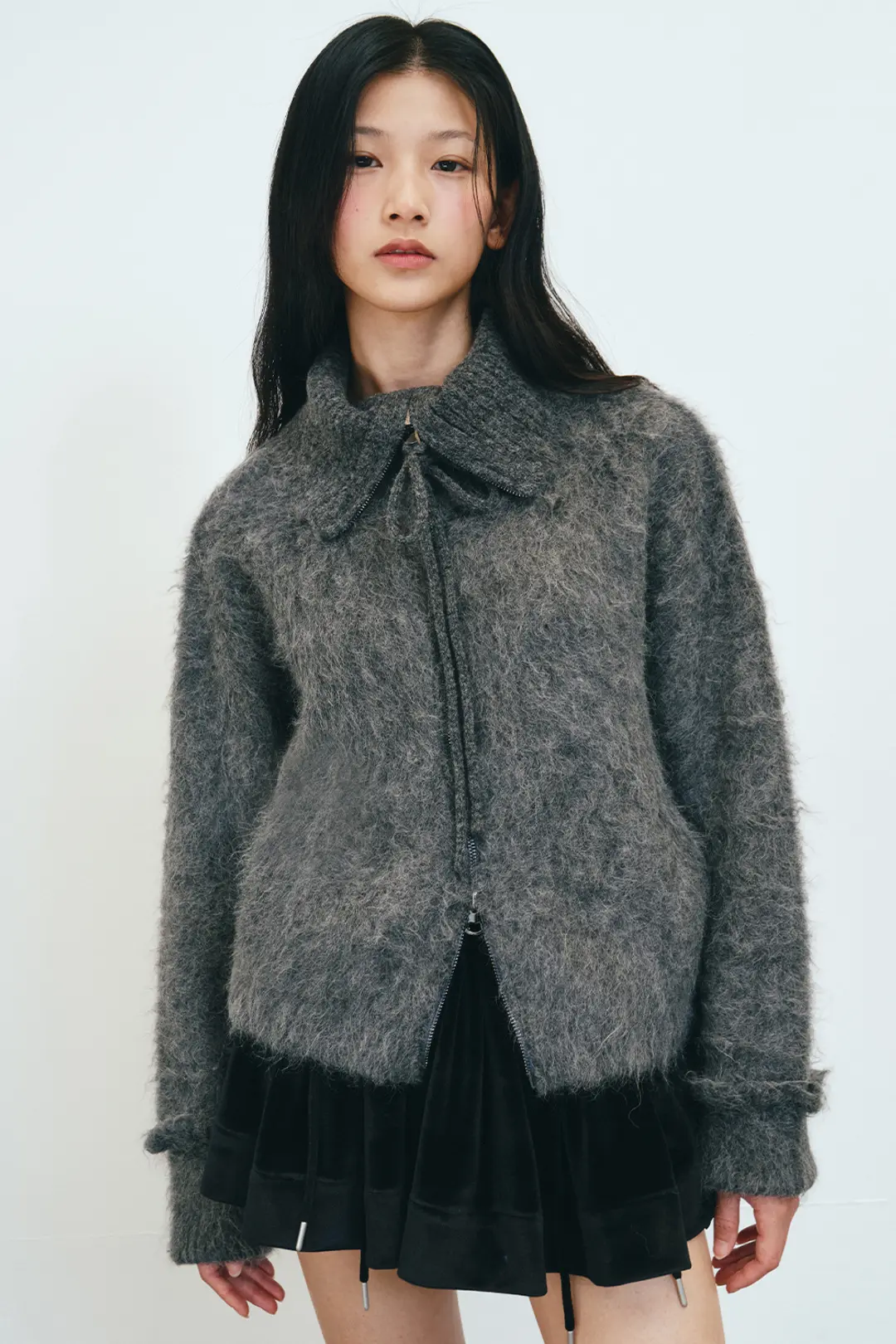 ALPACA FRILL 2WAY ZIP UP KNIT_TT4W308CH