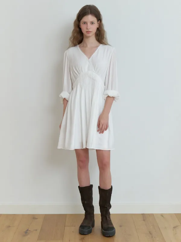 Vin-rouge shirring dress (white)