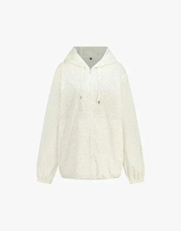 flower hoodie windbreak - ivory