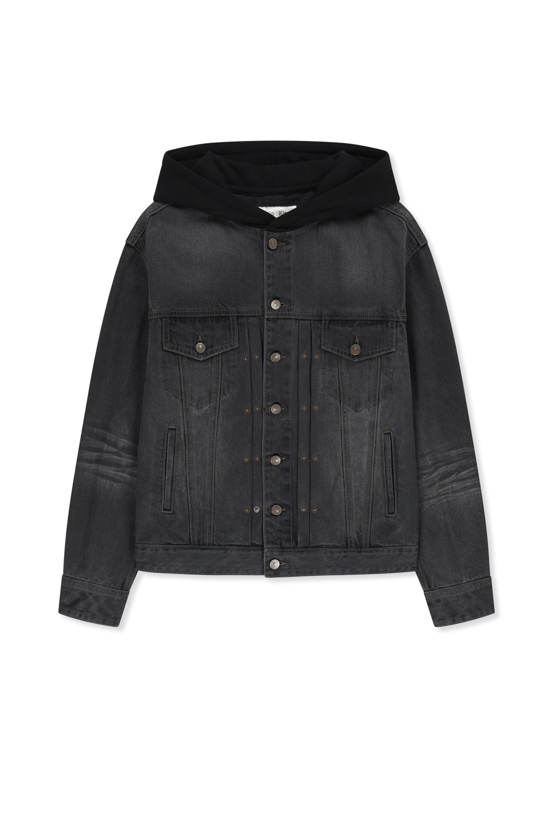 마뗑킴 WESTERN PANEL HOODED DENIM JUMPER IN BLACK 상품 이미지 1