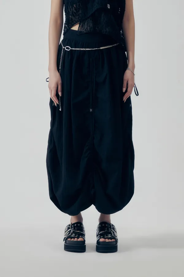 Soft Shirring Skirt [ Black ]