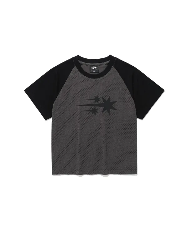 3star dot raglan crop tee[black]