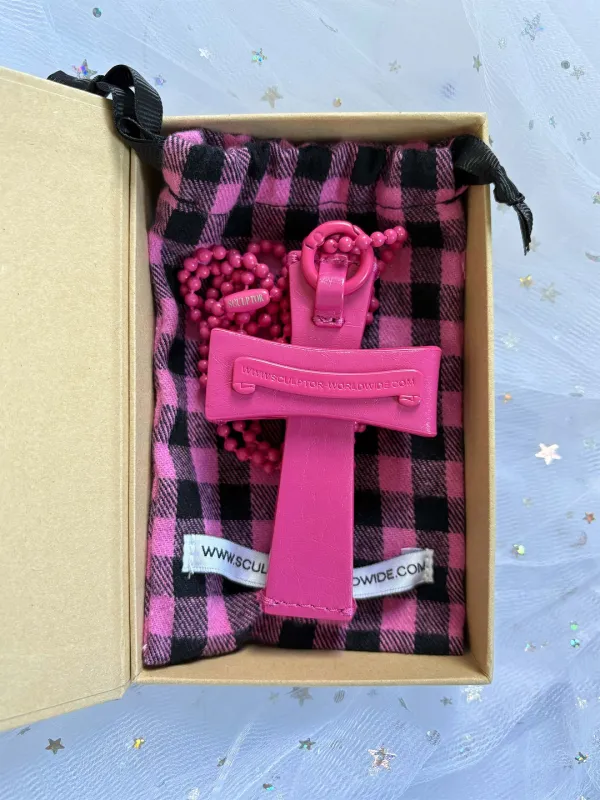 Cross Stud Strap Wallet Pink