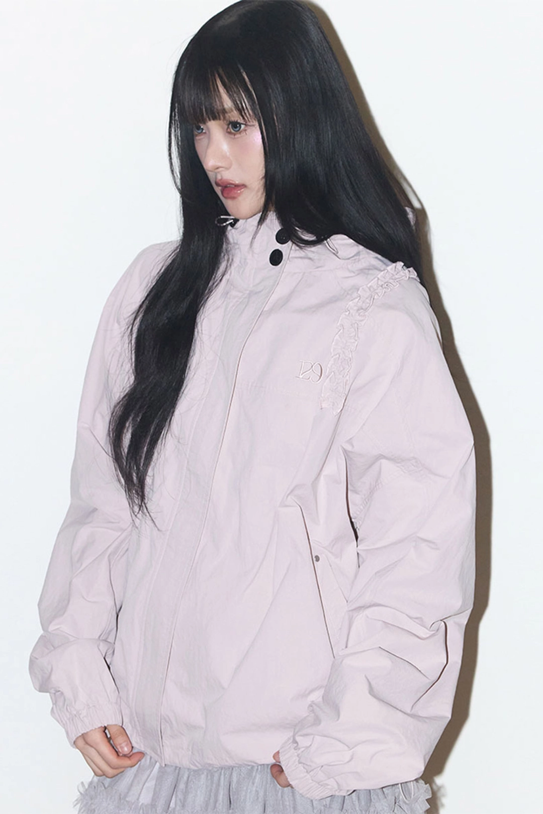 일리고 오블리크 프릴 후드 자켓 핑크 상품 이미지 3