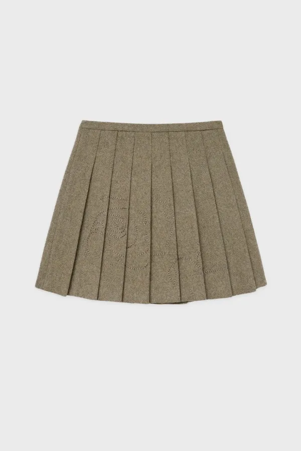 SN Wool Blend Pleated Skirt (Beige)