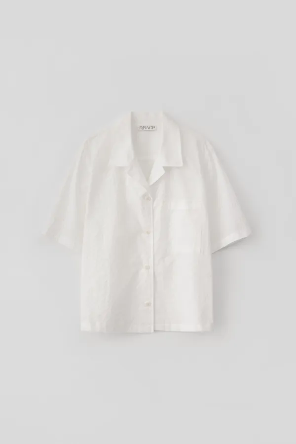 Notched Collar Cotton Shirt_White