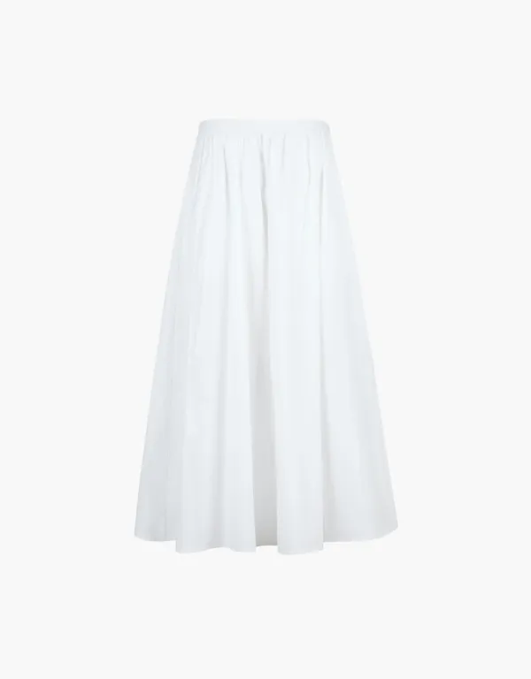 shirring flare long skirt - white