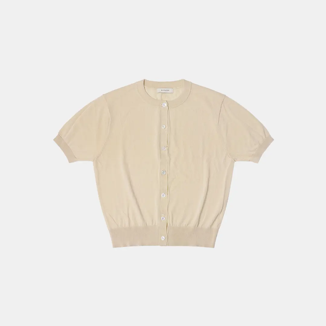 시야쥬 SIKN2115 시스루 반팔 니트 가디건_Light beige 상품 이미지 3