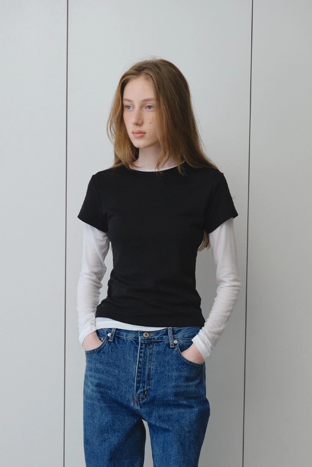 브렌다 브렌든 color half tee - black 상품 이미지 2