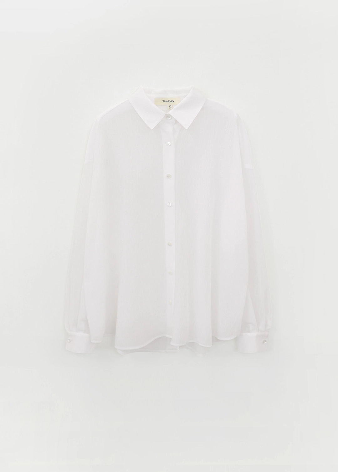 칙스라벨 CHIXLABEL H 르아 백슬릿 시어 셔츠 - White 상품 이미지 1