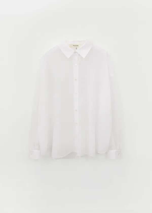 CHIXLABEL H 르아 백슬릿 시어 셔츠 - White