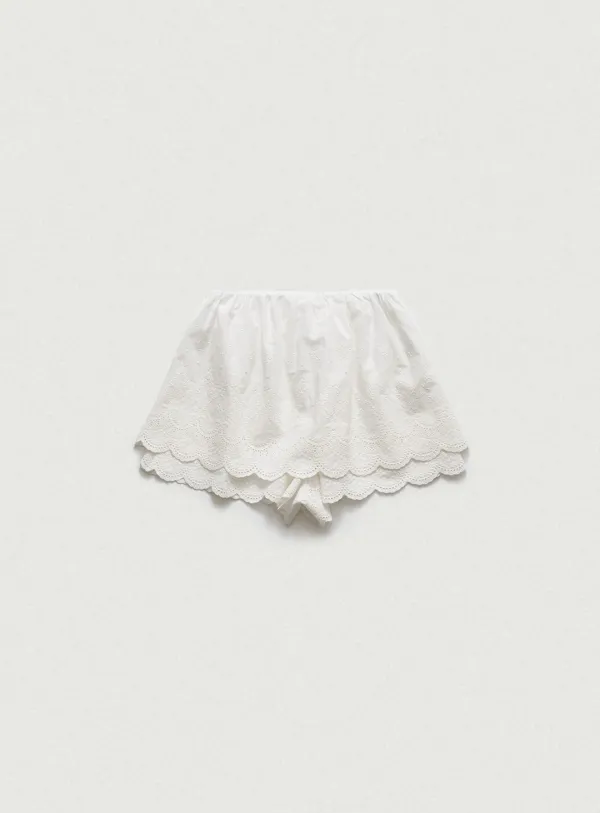 Belle Lace Scallop Skirt_White