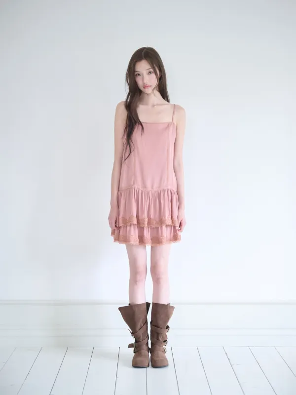 [9/23 예약배송]Lace frilly dress (Rose)