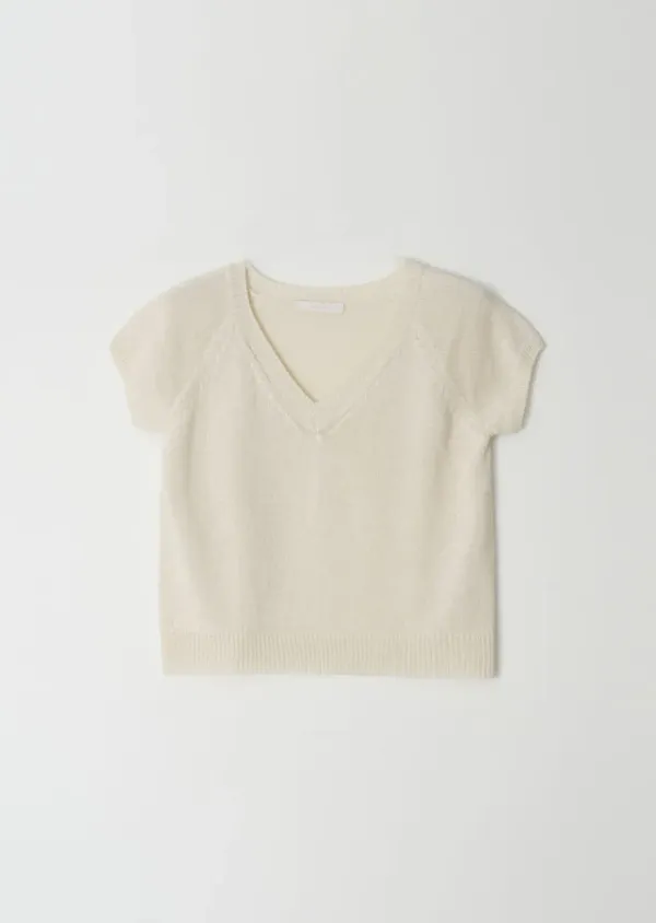 modal blended hanji v-neck knit-ivory