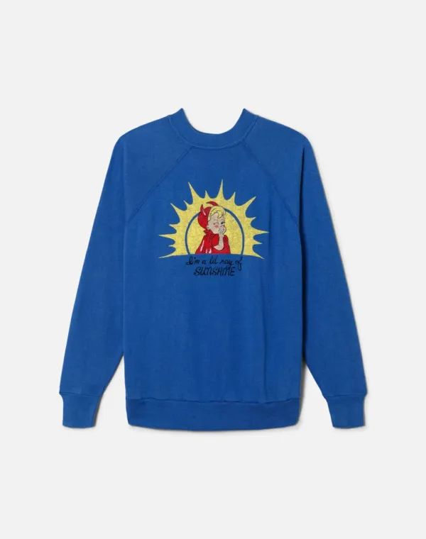 Upcycled "Ray of Sunshine" Sweatshirt - Blue