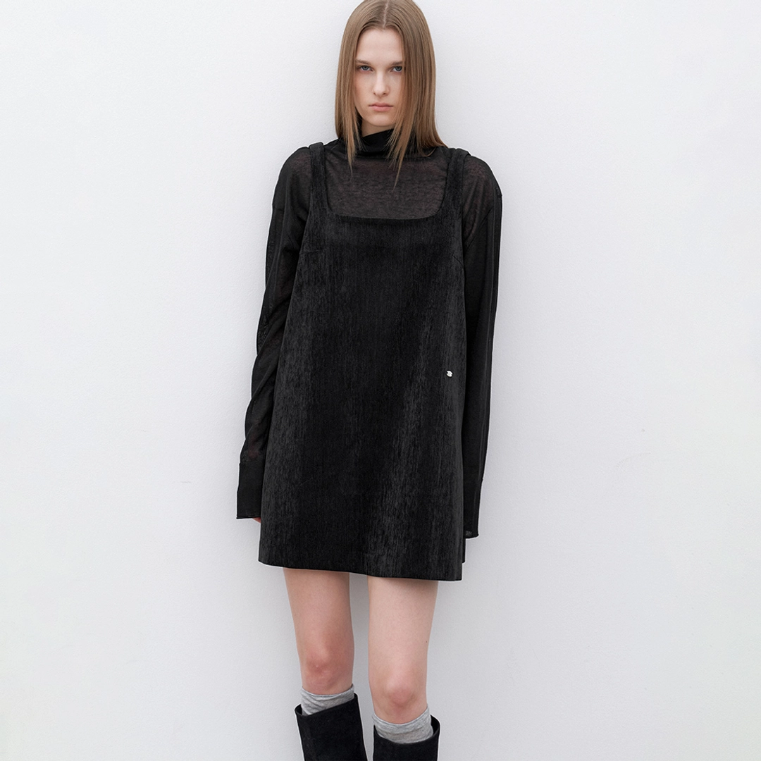 아뜰리에 나인 (OP-6311)BACK POINT A-LINE VELVET MINI DRESS 상품 이미지 2