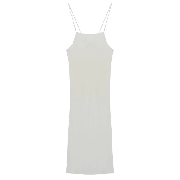 String Sheer Long Dress - white