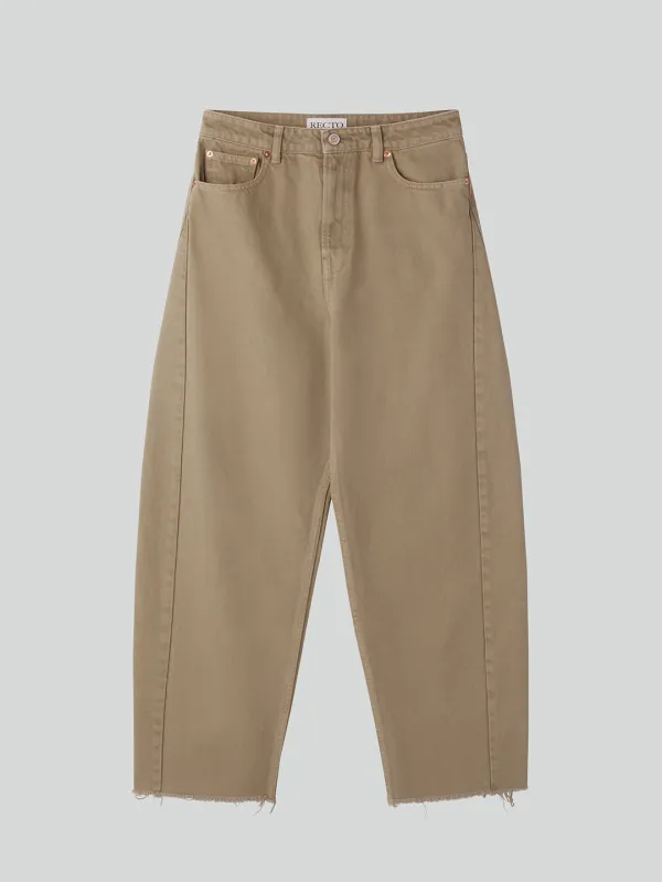 WASHED CURVED DENIM (BEIGE KHAKI)