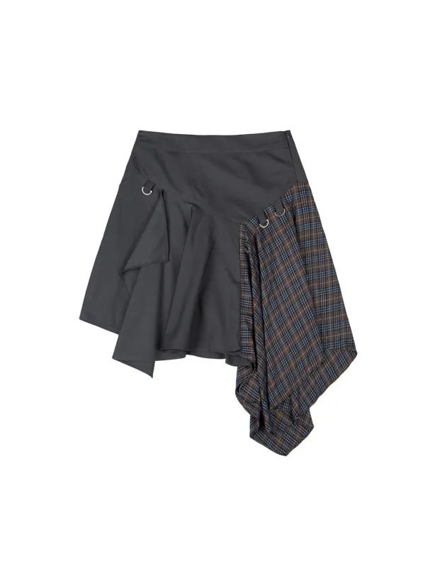 LAYERED ASYMMETRIC SKIRT [CHARCOAL]
