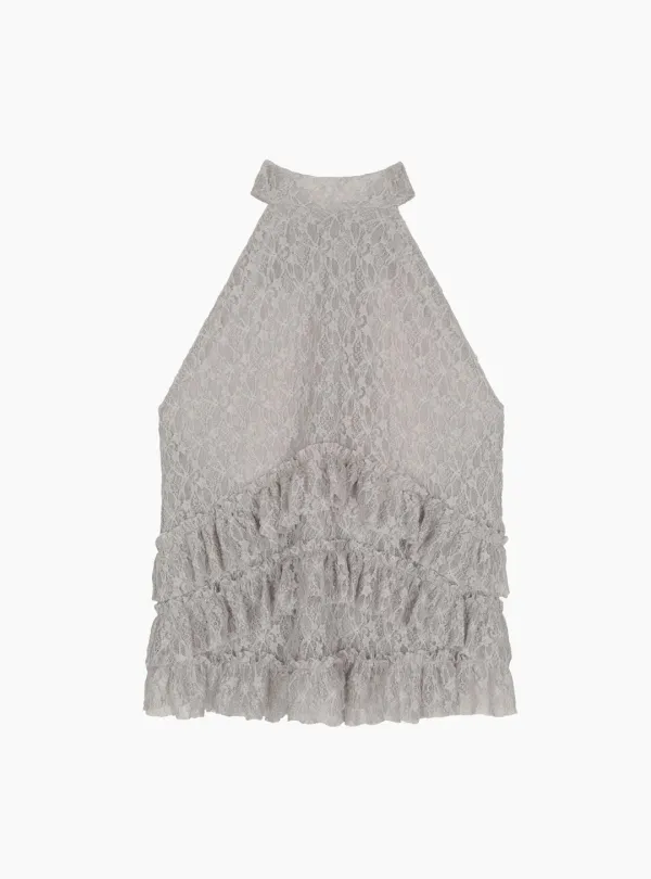 HALTER LACE BLOUSE (GRAY)
