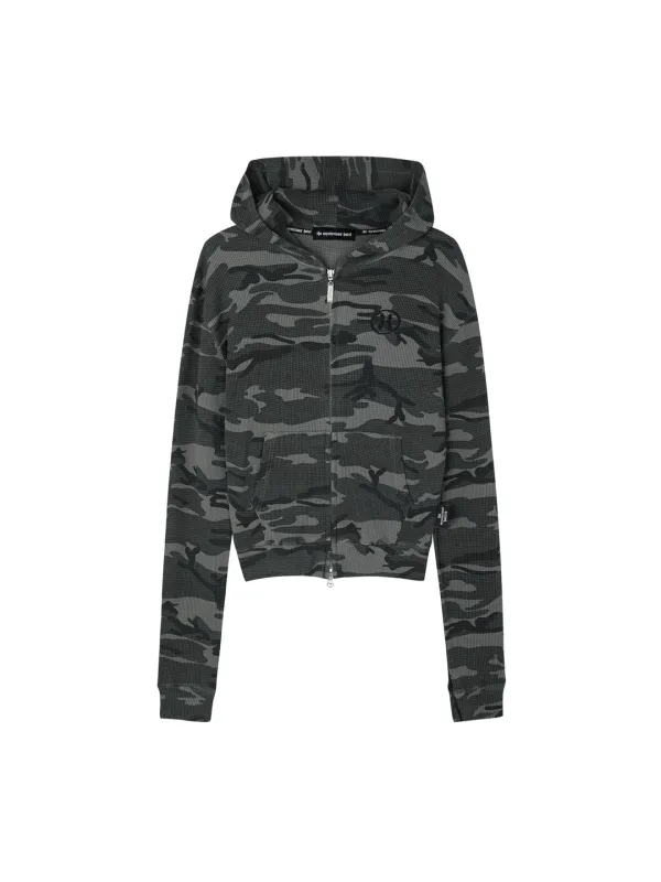WFLE CAMO HOODED ZIP-UP [BLACK]