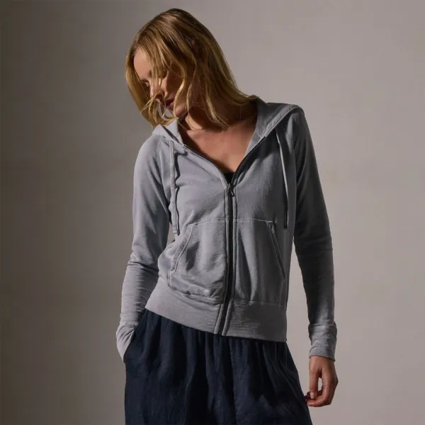 Vintage French Terry Zip Up Hoodie - Grey Sky Pigment