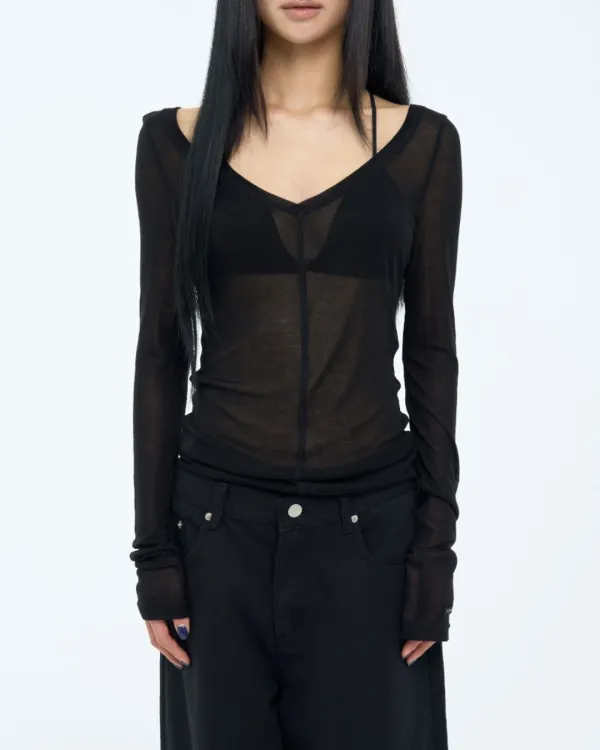 V-NECK TENCEL TEE (black) *10/6 예약발송