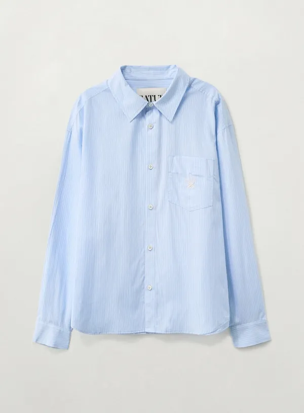 Lettering Stripe Shirt - Blue