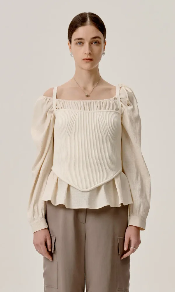 Melisa Bustier Knit Top_Cream