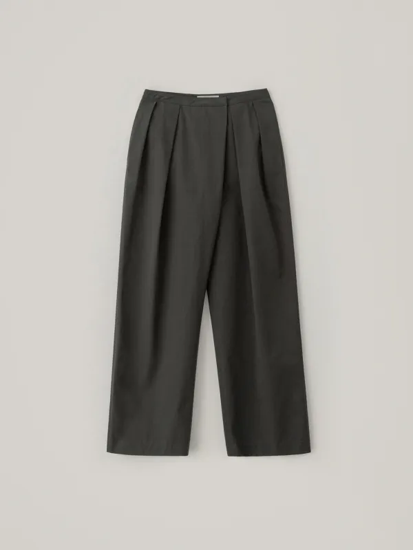 Baron Wrap Cotton Pants - Charcoal