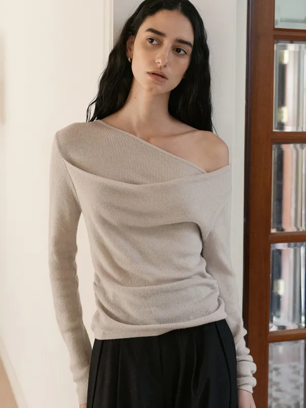 diagonal drape knit (silver grey) orc 6149